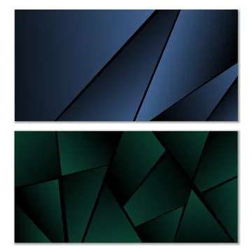 Abstract polygonal pattern. Set of two dark gradient polygonal backgrounds. B Stock Illustration
