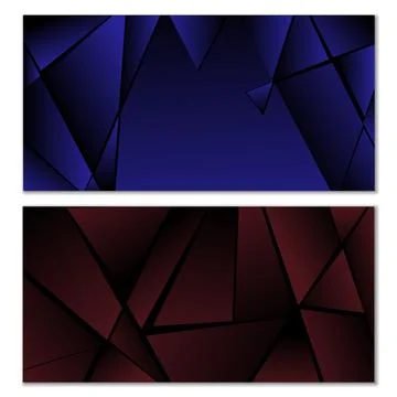 Abstract polygonal pattern. Set of two dark gradient polygonal backgrounds. B 스톡 일러스트