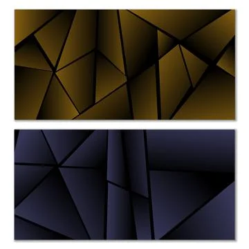Abstract polygonal pattern. Set of two dark gradient polygonal backgrounds. B Stock Illustration