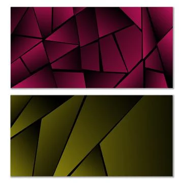 Abstract polygonal pattern. Set of two dark gradient polygonal backgrounds. B 스톡 일러스트