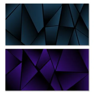 Abstract polygonal pattern. Set of two dark gradient polygonal backgrounds. B イラスト素材