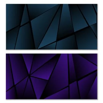 Abstract polygonal pattern. Set of two dark gradient polygonal backgrounds. B Stock Illustration