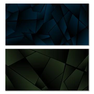 Abstract polygonal pattern. Set of two dark gradient polygonal backgrounds. B Stock Illustration