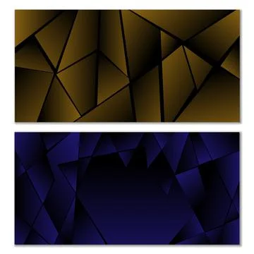 Abstract polygonal pattern. Set of two dark gradient polygonal backgrounds. B Stock Illustration