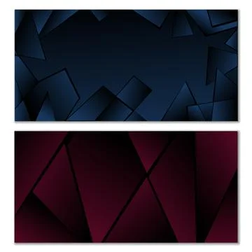 Abstract polygonal pattern. Set of two dark gradient polygonal backgrounds. B 스톡 일러스트