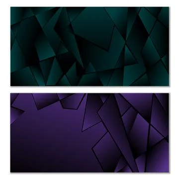 Abstract polygonal pattern. Set of two dark gradient polygonal backgrounds. B 스톡 일러스트