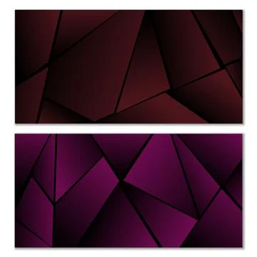 Abstract polygonal pattern. Set of two dark gradient polygonal backgrounds. B Stock Illustration