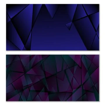 Abstract polygonal pattern. Set of two dark gradient polygonal backgrounds. B Stock Illustration