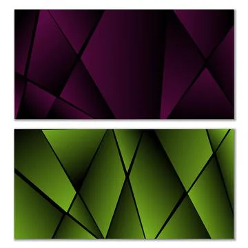 Abstract polygonal pattern. Set of two dark gradient polygonal backgrounds. B Stock Illustration