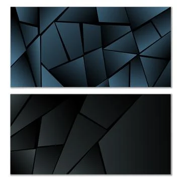 Abstract polygonal pattern. Set of two dark gradient polygonal backgrounds. B 스톡 일러스트