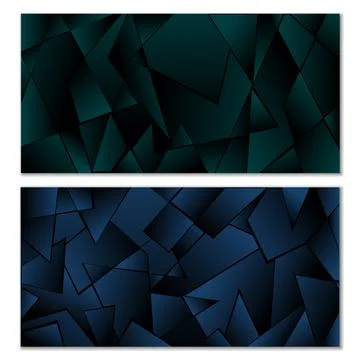 Abstract polygonal pattern. Set of two dark gradient polygonal backgrounds. B Stock Illustration