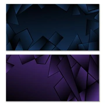Abstract polygonal pattern. Set of two dark gradient polygonal backgrounds. B Stock Illustration