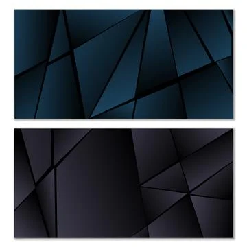 Abstract polygonal pattern. Set of two dark gradient polygonal backgrounds. B Illustrazione stock