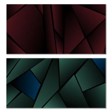 Abstract polygonal pattern. Set of two dark gradient polygonal backgrounds. B Stock Illustration