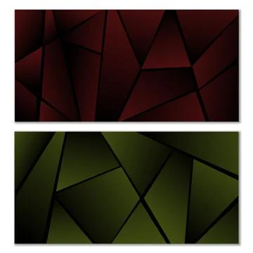 Abstract polygonal pattern. Set of two dark gradient polygonal backgrounds. B Stock Illustration