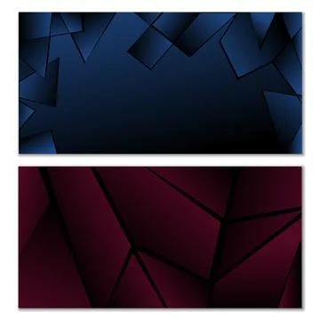 Abstract polygonal pattern. Set of two dark gradient polygonal backgrounds. B イラスト素材