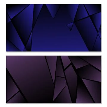 Abstract polygonal pattern. Set of two dark gradient polygonal backgrounds. B Stock Illustration