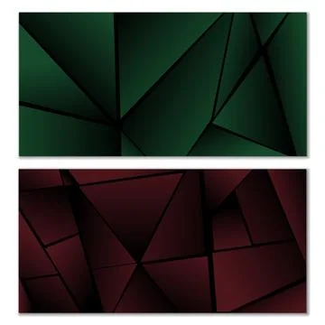 Abstract polygonal pattern. Set of two dark gradient polygonal backgrounds. B Stock Illustration