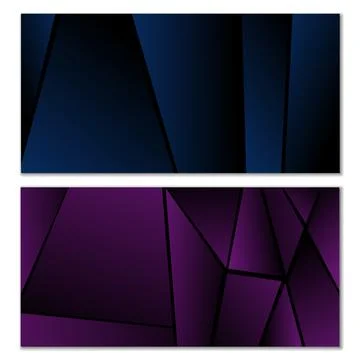 Abstract polygonal pattern. Set of two dark gradient polygonal backgrounds. B Illustrazione stock