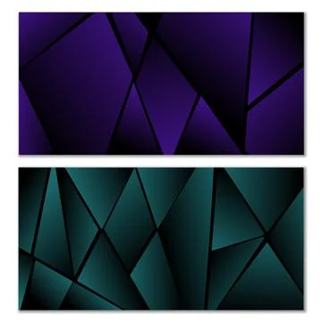 Abstract polygonal pattern. Set of two dark gradient polygonal backgrounds. B Stock Illustration