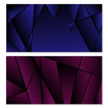 Abstract polygonal pattern. Set of two dark gradient polygonal backgrounds. B Stock Illustration