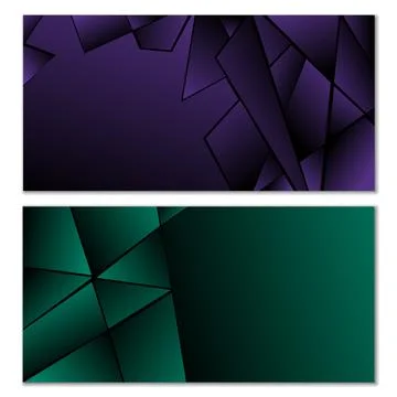 Abstract polygonal pattern. Set of two dark gradient polygonal backgrounds. B Stock Illustration