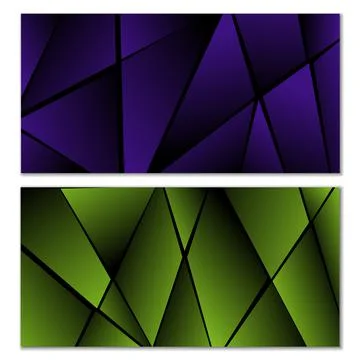 Abstract polygonal pattern. Set of two dark gradient polygonal backgrounds. B 스톡 일러스트
