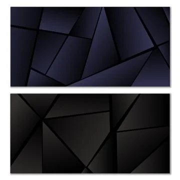 Abstract polygonal pattern. Set of two dark gradient polygonal backgrounds... Stock Illustration