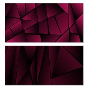 Abstract polygonal pattern. Set of two dark gradient polygonal backgrounds... Stock Illustration