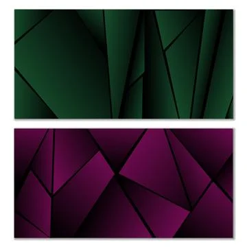 Abstract polygonal pattern. Set of two dark gradient polygonal backgrounds... 스톡 일러스트