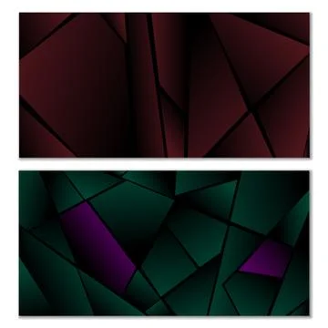 Abstract polygonal pattern. Set of two dark gradient polygonal backgrounds... Stock Illustration