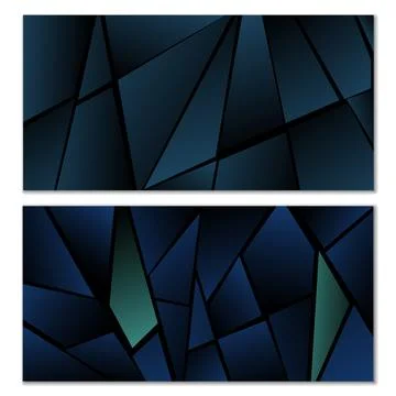 Abstract polygonal pattern. Set of two dark gradient polygonal backgrounds... 스톡 일러스트