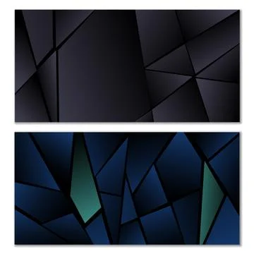 Abstract polygonal pattern. Set of two dark gradient polygonal backgrounds... Stock Illustration