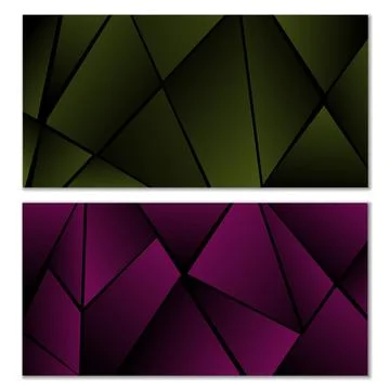 Abstract polygonal pattern. Set of two dark gradient polygonal backgrounds... 스톡 일러스트