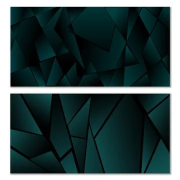 Abstract polygonal pattern. Set of two dark gradient polygonal backgrounds... Illustrazione stock