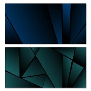 Abstract polygonal pattern. Set of two dark gradient polygonal backgrounds... Illustrazione stock