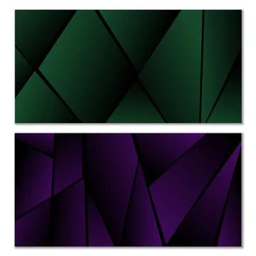 Abstract polygonal pattern. Set of two dark gradient polygonal backgrounds... Stock Illustration