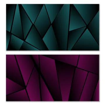 Abstract polygonal pattern. Set of two dark gradient polygonal backgrounds... 스톡 일러스트