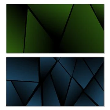 Abstract polygonal pattern. Set of two dark gradient polygonal backgrounds... Illustrazione stock
