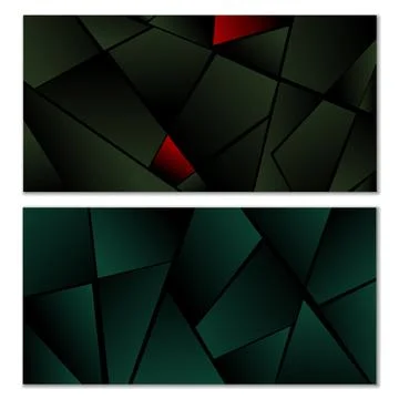 Abstract polygonal pattern. Set of two dark gradient polygonal backgrounds... Illustrazione stock