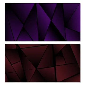 Abstract polygonal pattern. Set of two dark gradient polygonal backgrounds... Stock Illustration
