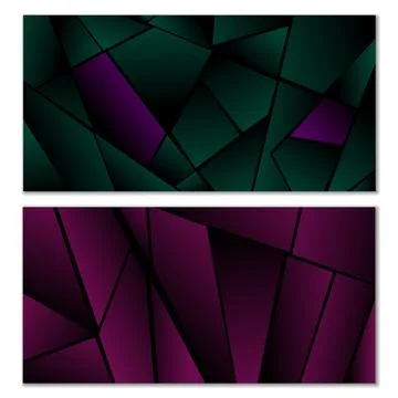 Abstract polygonal pattern. Set of two dark gradient polygonal backgrounds... イラスト素材
