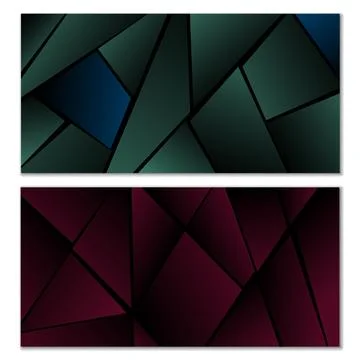 Abstract polygonal pattern. Set of two dark gradient polygonal backgrounds... Stock Illustration