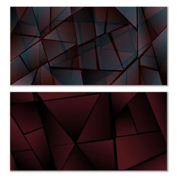 Abstract polygonal pattern. Set of two dark gradient polygonal backgrounds... Stock Illustration