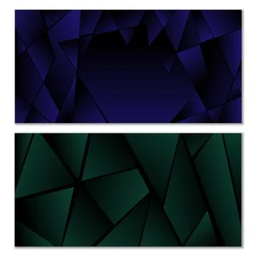 Abstract polygonal pattern. Set of two dark gradient polygonal backgrounds... Stock Illustration