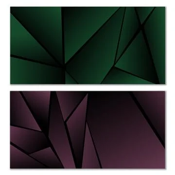 Abstract polygonal pattern. Set of two dark gradient polygonal backgrounds... Illustrazione stock