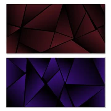 Abstract polygonal pattern. Set of two dark gradient polygonal backgrounds... Illustrazione stock