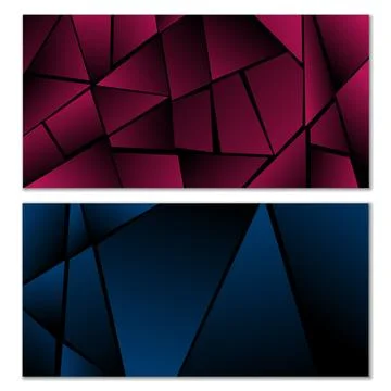 Abstract polygonal pattern. Set of two dark gradient polygonal backgrounds... 스톡 일러스트