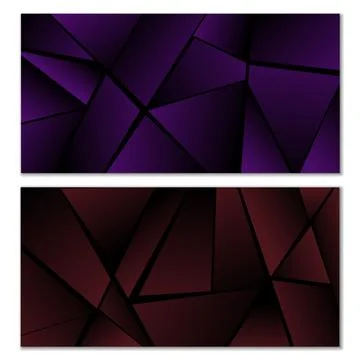 Abstract polygonal pattern. Set of two dark gradient polygonal backgrounds... Stock Illustration
