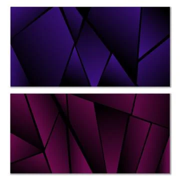 Abstract polygonal pattern. Set of two dark gradient polygonal backgrounds... Stock Illustration